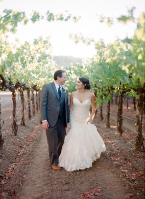Bride and groom portraits in vineyards